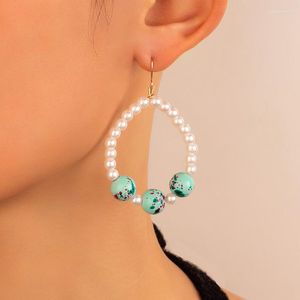 Boucles d'oreilles pendantes HuangTang bohême perle cercle goutte pour femmes filles Western coloré perle plage bijoux fête 18511