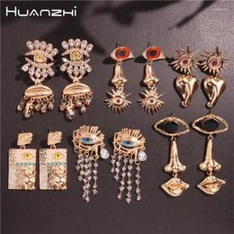 Boucles d'oreilles pendantes HUANZHI Lèvres Nez Mauvais Yeux Pour Femmes Cristal Longue Goutte Gland Perle Vintage Ethnique Chunky Exagéré Irrégulier Je