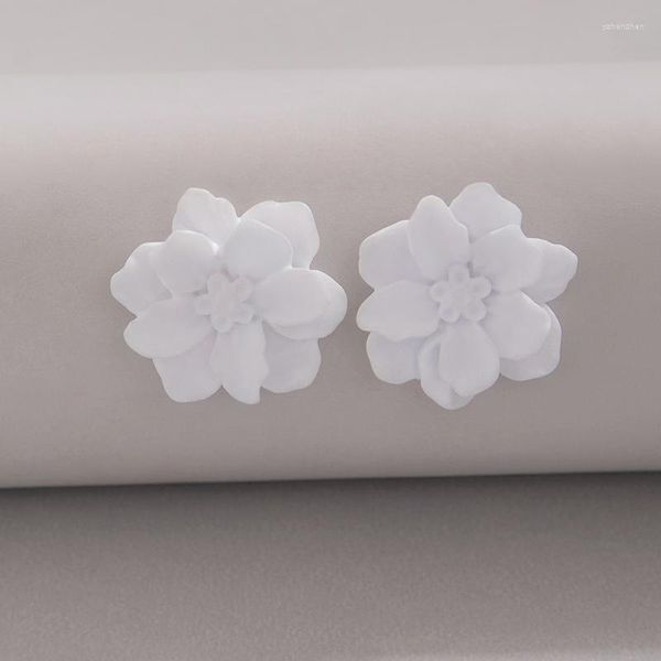 Pendientes colgantes HuaTang versión coreana de Little Fresh Camellia Flower exagerar artículo de moda de fiesta de mujer blanca