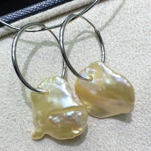 Boucles d'oreilles pendantes énorme pétale de perle d'eau douce avec des anneaux en argent 925 fête belle Thanksgiving FOOL'S DAY cadeaux de vacances crochet bricolage