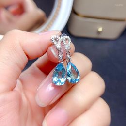 Boucles d'oreilles pendantes Huitan esthétique poire bleu zircon cubique goutte femmes pour fête de mariage fantaisie cadeau d'anniversaire bijoux élégants pour dame