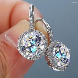 Boucles d'oreilles pendantes Huitan Design classique femmes élégantes goutte ronde zircone fiançailles fête de mariage boucle d'oreille de mariée bijoux livraison directe