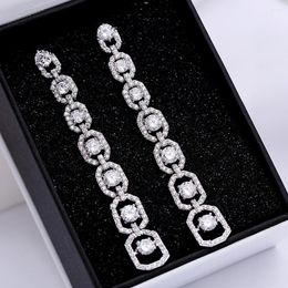 Boucles d'oreilles pendantes Huitan Creative Link Design suspendus couleur argent tempérament oreille accessoires pour femmes fiançailles mariage tendance bijoux