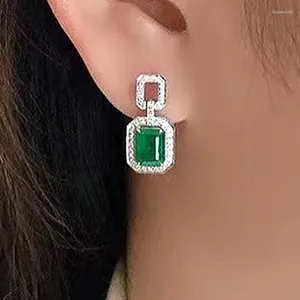 Huitan – boucles d'oreilles pendantes en zircone cubique verte, uniques, à la mode, polyvalentes, pour femmes, fiançailles, mariage, bijoux de luxe pour mariée, 2024