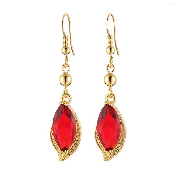 Boucles d'oreilles pendantes HZMAN larme cristal pour femmes filles 14K plaqué or charme goutte boucle d'oreille fête saint valentin bijoux cadeau