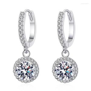 Boucles d'oreilles pendantes Iced Out Round Brillant Moissanite Drop S925 Silver D Couleur 1-2ct Diamond Huggie Platinum Plated