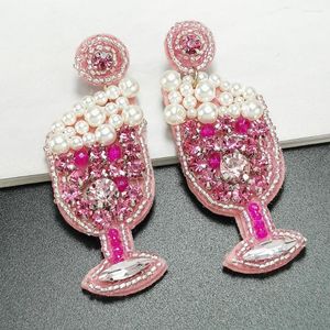 Boucles d'oreilles pendantes Imitation perle Champagne bulle tasse goutte pour femmes déclaration de luxe strass cristal bijoux de mode