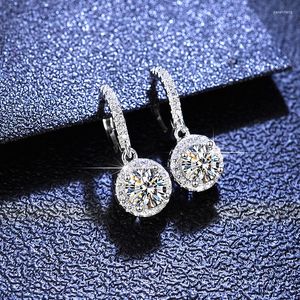 Boucles d'oreilles pendantes Inbeaut Classic 925 Silver Round Excellent Cut Total 2 Ct D Color Pass Diamond Test Moissanite Screw Drop Party Jewelry