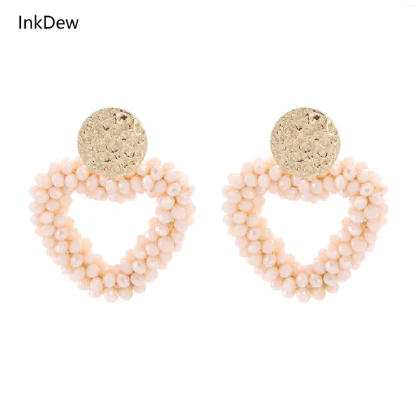 Boucles d'oreilles encreurs de forme de coeur inkdew en forme de coeur Perles de cristal faits à la main pour femmes bijoux grand cadeau de mode