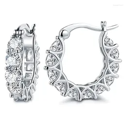 Orecchini pendenti intarsiati in zirconi color argento a forma rotonda per le donne, personalità, moda, gioielli da sposa, regali di compleanno