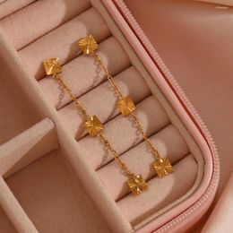 Orecchini pendenti In oro 18 carati placcato PVD in acciaio inossidabile fiore orecchino a goccia quadrato per le donne Regalo di gioielli ipoallergenici impermeabili