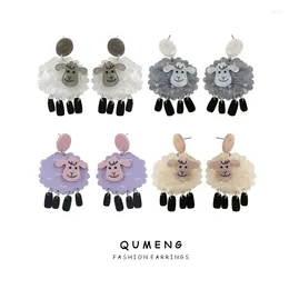 Dangle Earrings INS Creative Cute Sweet Little Sheep Acrylic Printed Pendant For Women Girls Funny Animal Party Jewelry Gifts