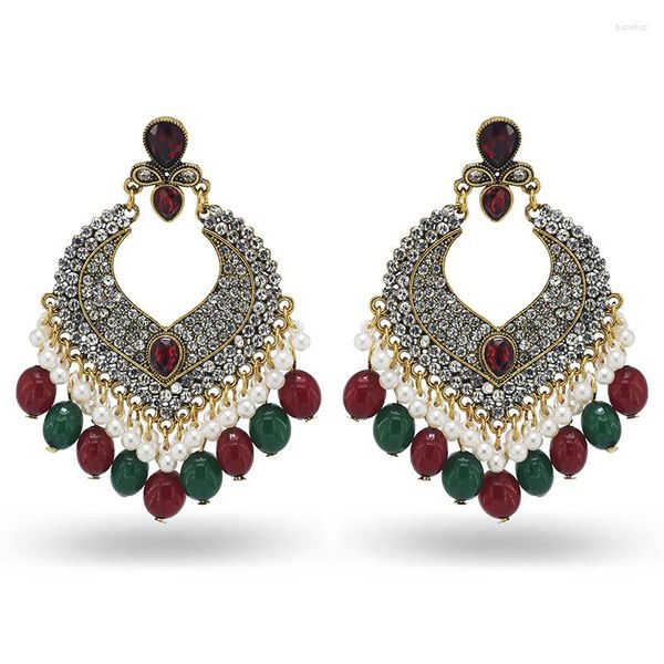 Boucles d'oreilles pendantes Ins Jhumki Jhumka perles de perles faites à la main Bling mariée mariage Piercing Vintage à la mode femmes bijoux de fête