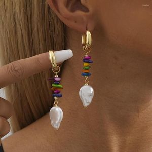 Boucles d'oreilles pendantes en pierre naturelle de couleur irrégulière, pendentif en Imitation de perle pour femmes, bijoux de bal romantiques pour dames