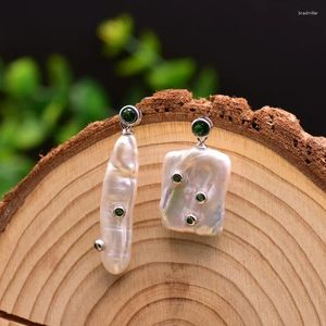 Boucles d'oreilles pendantes en forme irrégulière, perle d'eau douce, avec pierres, Vintage, oreilles élégantes pour femmes et filles
