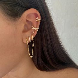 Boucles d'oreilles en peluche Isueva Gold Color Long Chain Drop For Women Zircon Ear torets Hoop Fashion Party Bijoux en gros