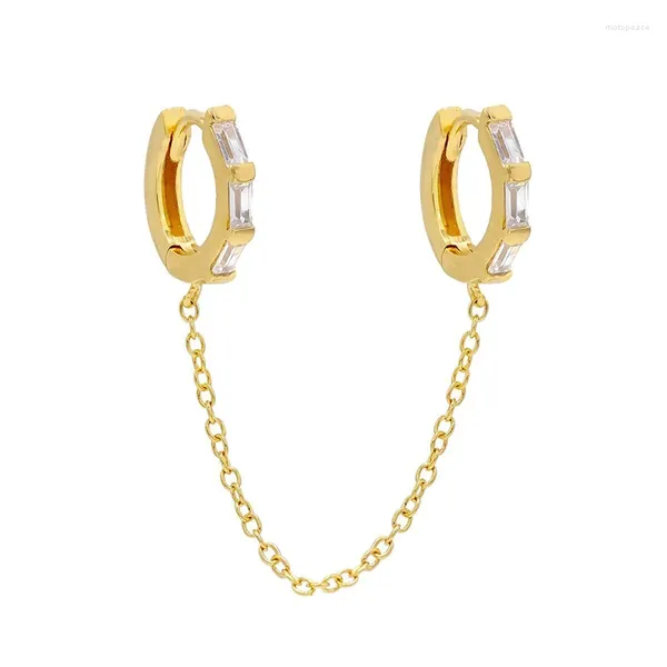 Pendientes colgantes ISUEVA chapados en oro doble aro borla cadena gota para mujeres Zircon Piercing joyería de moda al por mayor