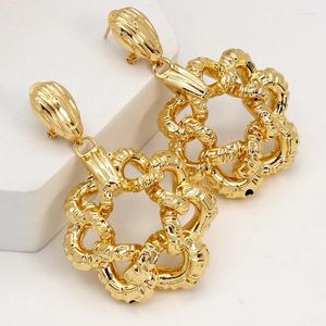 Boucles d'oreilles pendantes en forme de fleur d'Italie pour femmes, plaqué or 24 carats, bijoux ajourés pour fête de mariage