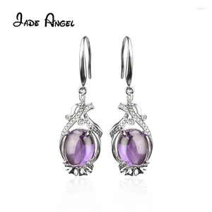 Boucles d'oreilles enveloppe Jade Angel Oval Purple Zircon Stone Eartrop 925 Sterling Sild Stud Women Luxury Personnalise Jewelry Accessoires Gift