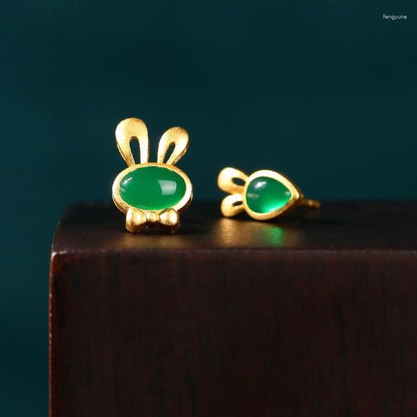 Boucles d'oreilles pendantes en Jade, amulette de créateur, Talismans, cadeaux de mode naturels, pierres précieuses vertes, Vintage, argent 925, clous d'oreille, amulettes