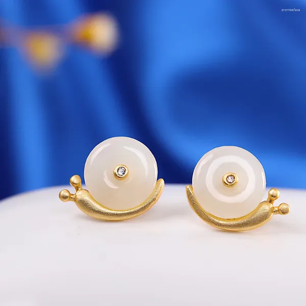 Pendientes colgantes de caracoles de Jade para mujer, dijes, accesorios de joyería china, amuleto de regalo Natural, collar, colgante de regalo de plata 925 auténtica