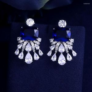 Boucles d'oreilles pendantes Janekelly Design luxe goutte d'eau Zircon cubique pour les femmes fiançailles fête dîner robe bijoux