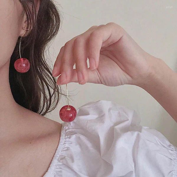 Pendientes colgantes Japón Japón Corea de cereza Roja Con forma de fruta para mujeres Sweet Girls Lindo de Brincos Línea Pendientes Regalos de joyería