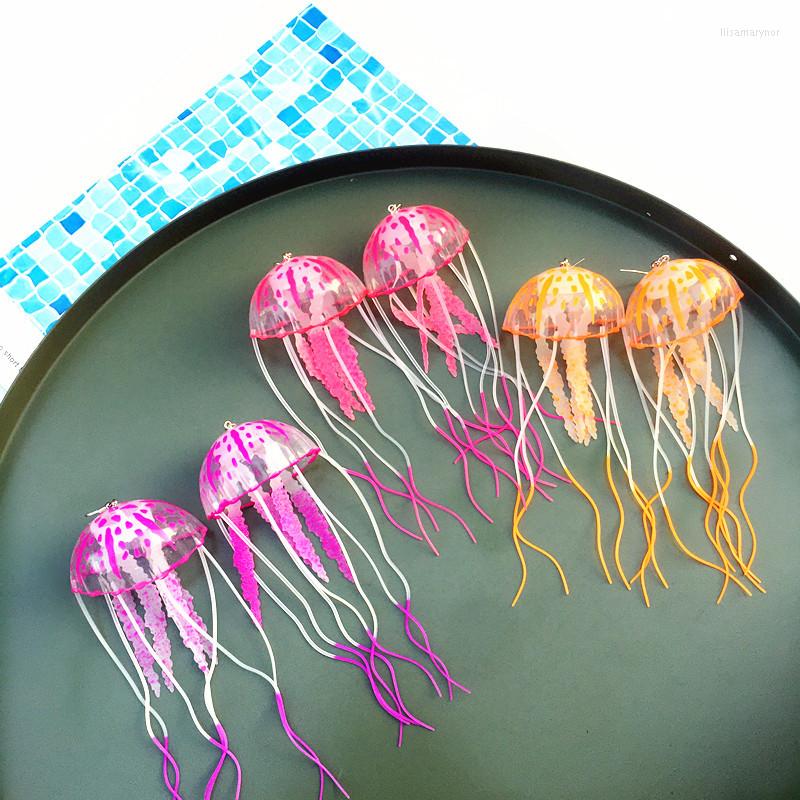 Dangle Earrings Jellyfish Shape Pattern Multi-color Straw Creative Personality Design Sense Niche Temperament Marine Life Cool Summer