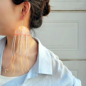 Boucles d'oreilles pendantes méduses pour femmes, colorées, transparentes, longues pampilles exagérées, goutte Unique, mode, bijoux d'été