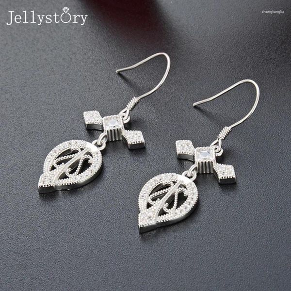 Pendientes colgantes jellystory 2024 estilo 925 hojas de caída plateada diseño único para mujeres joyas de joyas de moda al por mayor