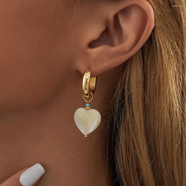 Boucles d'oreilles pendantes pour femmes, bijoux Vintage en forme de cœur, mode européenne et américaine, bijoux simples pour dames