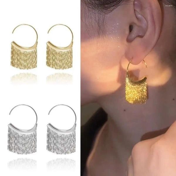 Boucles d'oreilles pendantes, bijoux cadeau, demi-cercle, enfileur d'éventail, cerceau, clou d'oreille, chaîne à paillettes, frange