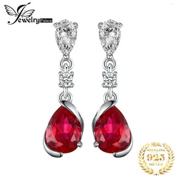 Boucles d'oreilles pendantes JewelryPalace 1.9ct Poire Créé Rubis Rouge 925 Goutte En Argent Sterling Pour Femme Mode Pierres Précieuses Bijoux Cadeau D'anniversaire