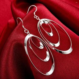 Boucles d'oreilles pendantes JewelryTop Store 925 breloques en argent Sterling rondes pour femmes fille bijoux de fiançailles de mariage Noble belle mode