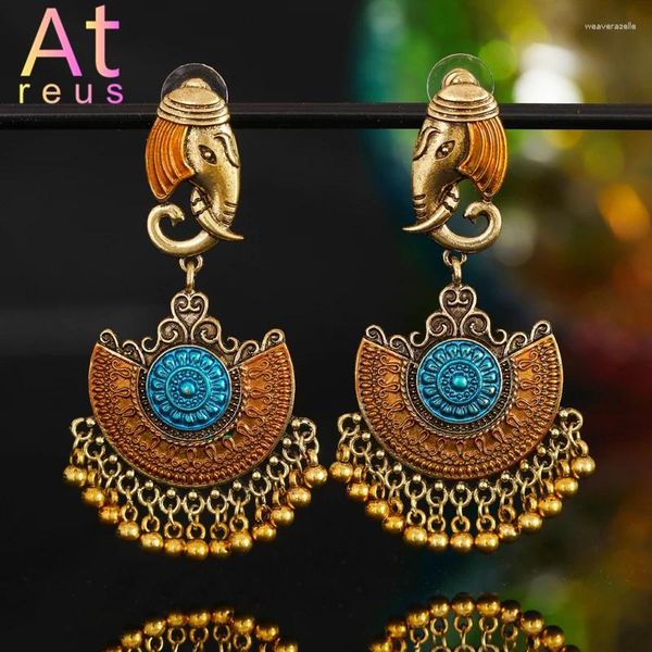 Pendientes colgantes Jhumka elefante gitano joyería afgana Retro étnico cuentas antiguas borla gota para mujeres regalo bohemio