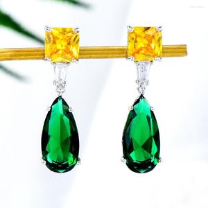 Boucles d'oreilles pendantes Jimbora mignon naturel vert rose goutte d'eau pour femmes fille accessoires quotidiens bijoux complet Micro cubique zircone pavé