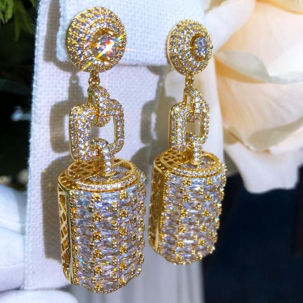 Pendientes colgantes Jimbora de lujo con diamantes de imitación cilindro colgante para mujer Original Boucle D'oreille Femme 2023 cristal austriaco completo