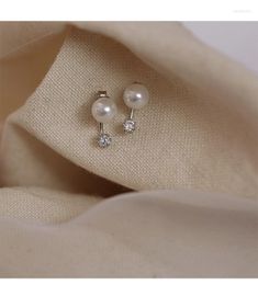 Pendientes colgantes JINAO 2022 perla colgante trasero femenino Stud S925 temperamento de plata pura Simple pequeña personalidad