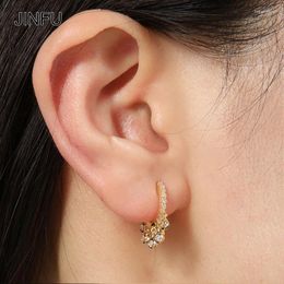 Boucles d'oreilles en peluche jinfu cuivre or plaqué pour les femmes classiques CZ zircon piercing famale drop 2024 bijoux en gros