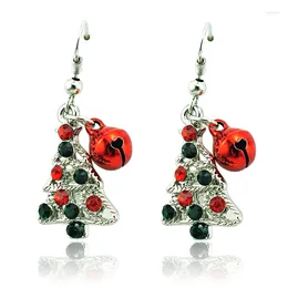 Boucles d'oreilles JINGLANG mode boucle d'oreille Multi couleur strass arbre de noël mélange cloches charmes pour femmes bijoux cadeaux