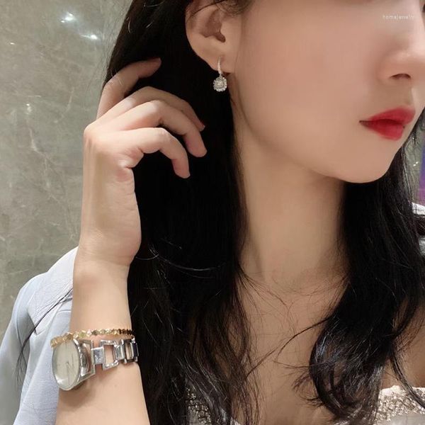 Boucles d'oreilles pendantes JK JY, or blanc 18 carats, diamant naturel, bijoux fins de mariage, cadeau d'anniversaire pour femme, vente en gros