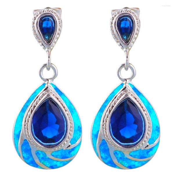 Pendientes de colgación JLE-244 Venta superior Opal azul de lujo colgando para mujeres de joyería de moda