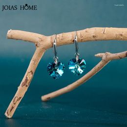 Boucles d'oreilles en peluche joidshome drop pour femmes bijoux argentés océan coeur bleu cristal élégant personnalité princesse oreille crochet femelle