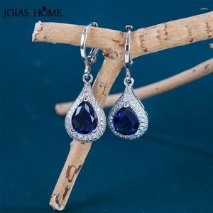 JoiasHome – boucles d'oreilles pendantes en forme de goutte d'eau, avec saphir de 7 à 10mm, couleur bleu Royal, Zircon argent 925, bijoux pour femmes à breloques