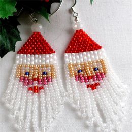 Pendientes colgantes Jolly Santa Claus Glass Seed Bead Fringe Drop Christmas St. Nicholas Holiday Accesorios de joyería Regalo de año