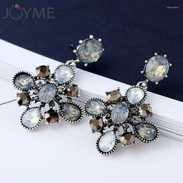 Boucles d'oreilles pendantes Joyme Vintage déclaration cristal boucle d'oreille pour les femmes grand charme strass fleur pendentifs cadeau