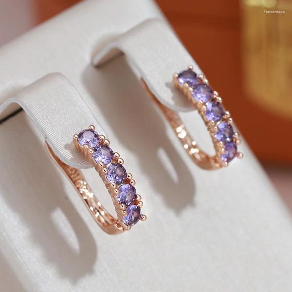 Boucles d'oreilles pendantes JULYDREAM classique incrustation complète ronde violet Zircon goutte mode 585 couleur fête filles bijoux femmes accessoires quotidiens