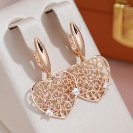 Boucles d'oreilles pendantes JULYDREAM classique forme de coeur creux Zircon 585 couleur or grand pendentif fête de mariage femmes bijoux de luxe accessoires
