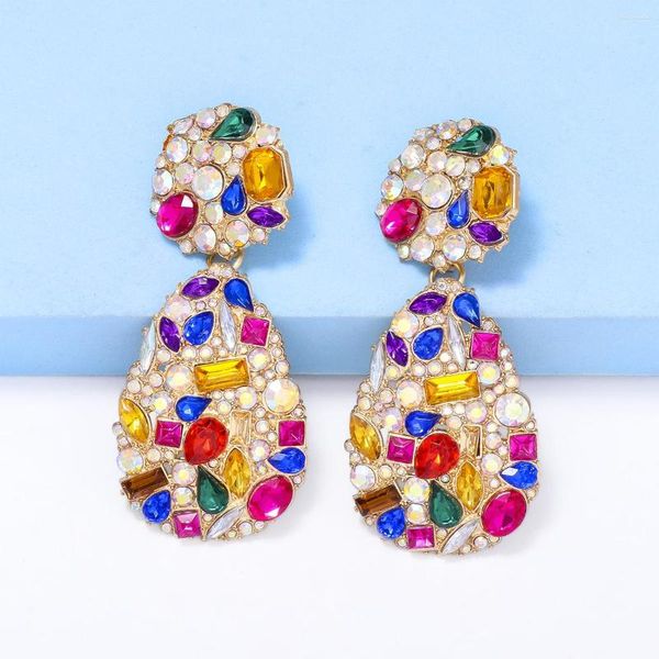 Pendientes colgantes JURAN 2023 mujeres modernas de alta calidad colorido cristal Rhinestone moda declaración joyería al por mayor