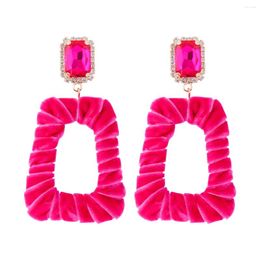 Dangle Oorbellen JURAN 2023 Vintage Luxe Rose Rode Kleur Vierkant Geometrische Drop Voor Vrouwen Franse Stijl Banket Partij Sieraden Accessoires